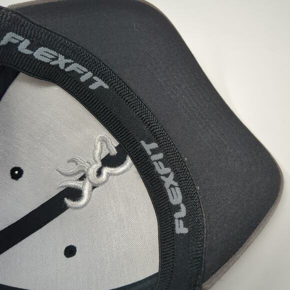 Browning Baseball Cap Gray Size XL Embroidered Mesh Back 6 Panel Flexfit - Picture 8 of 9